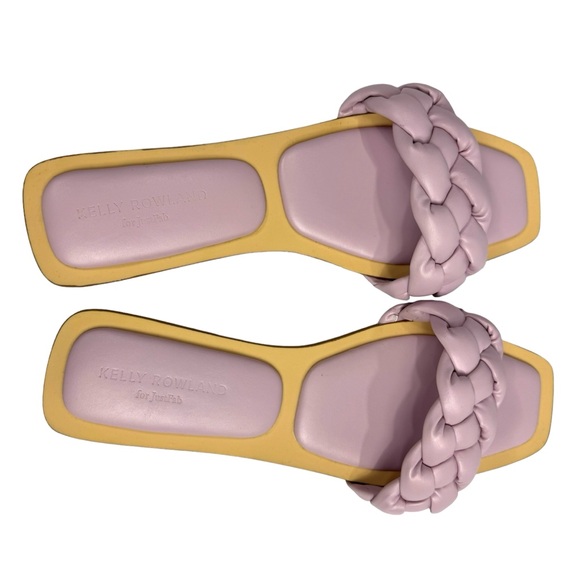 NWOT Kelly Rowland For JustFab Womens Lilac Snow Persephone Braided Flat Sandal - Picture 4 of 10